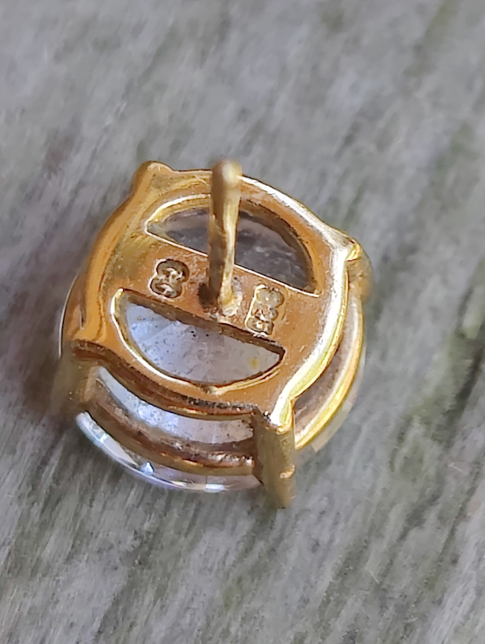 14k Vermeil Sterling Silver CZ Stud Earrings - Picture 2 of 7